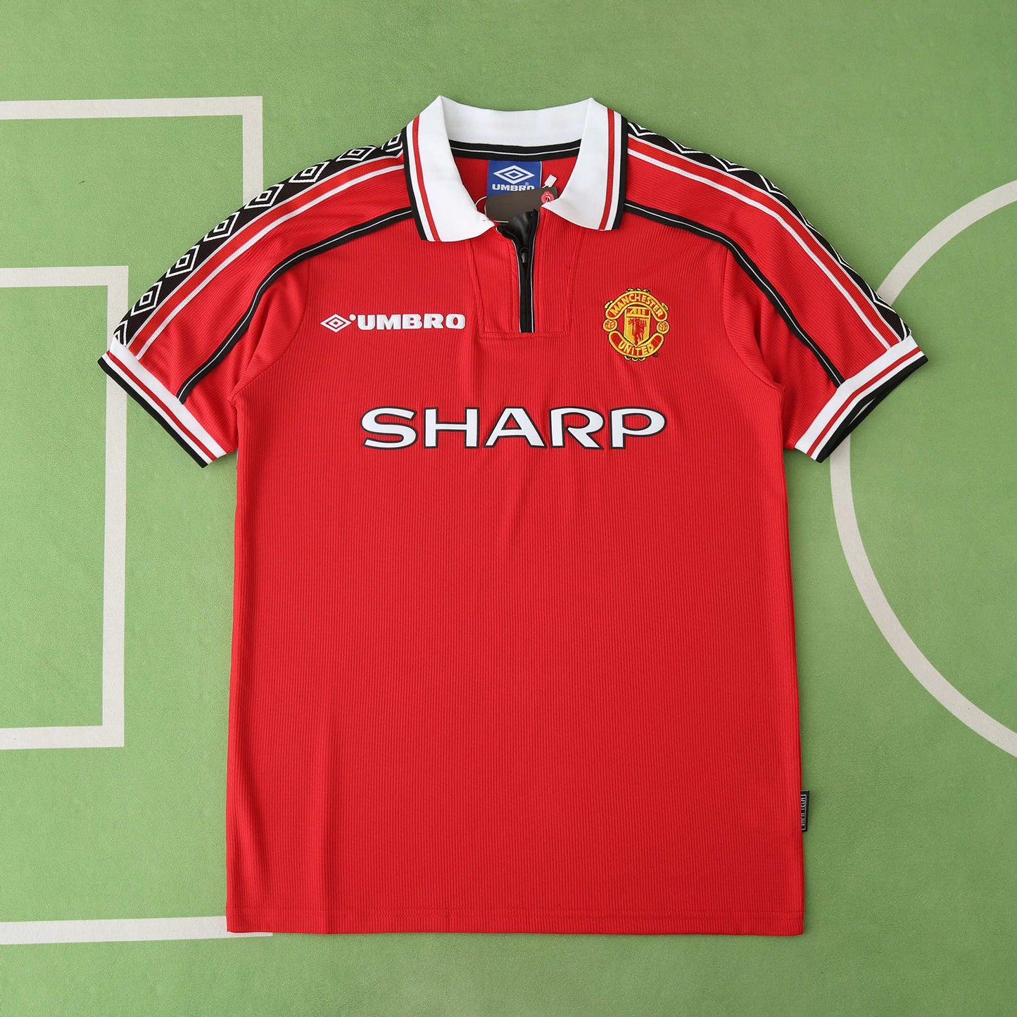 RETRO MANCHESTER UTD 1998/99 HOME HALF SLEEVES