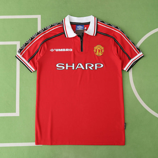 RETRO MANCHESTER UTD 1998/99 HOME HALF SLEEVES
